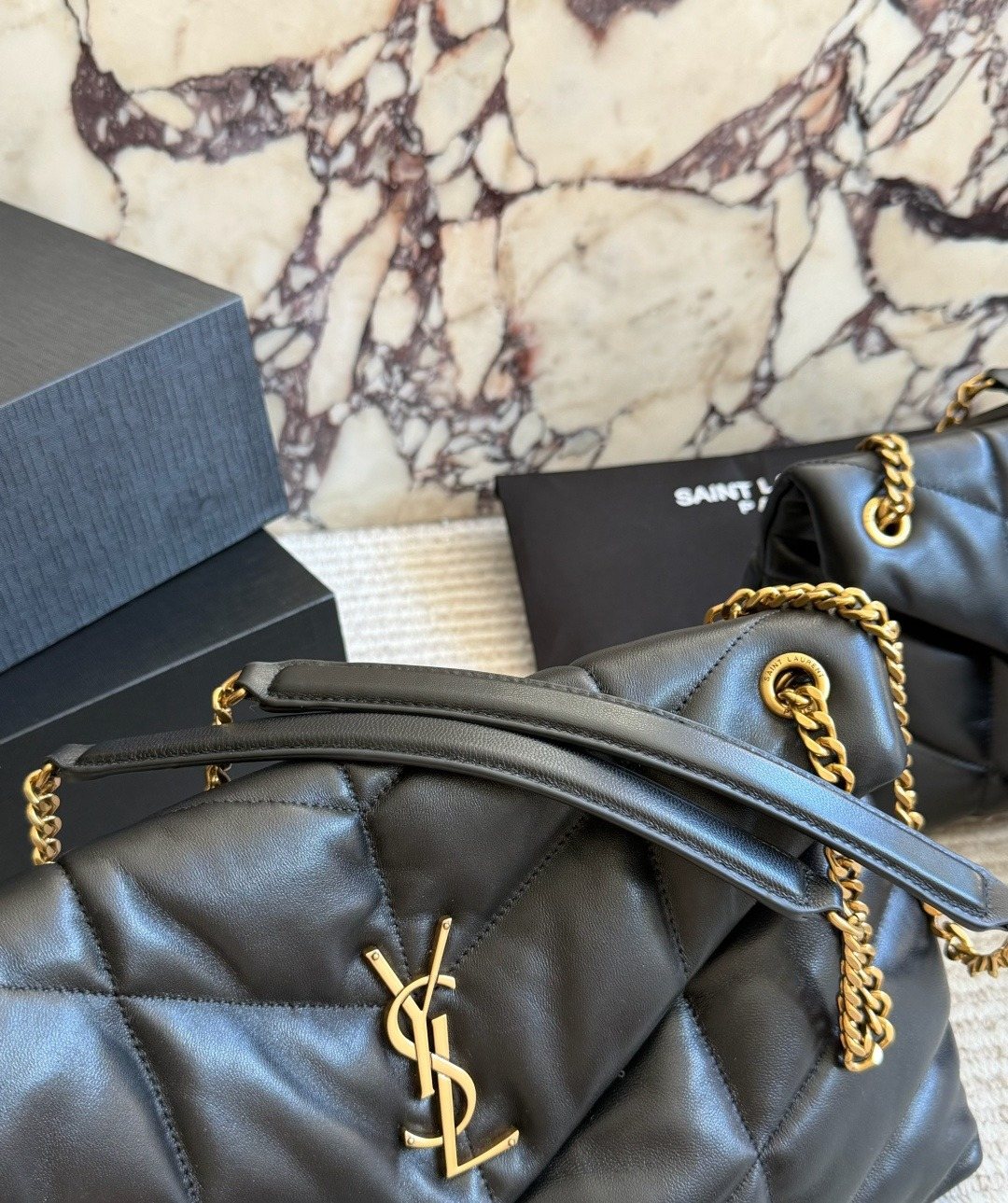 Saint Laurent Loulou Puffer Quilted Shoulder Bag — detail