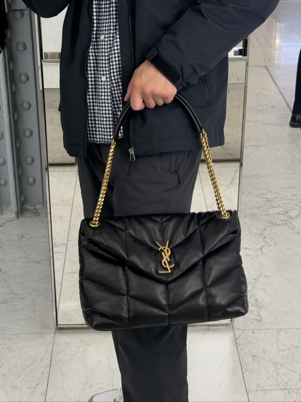 Saint Laurent Loulou Puffer Quilted Shoulder Bag — model