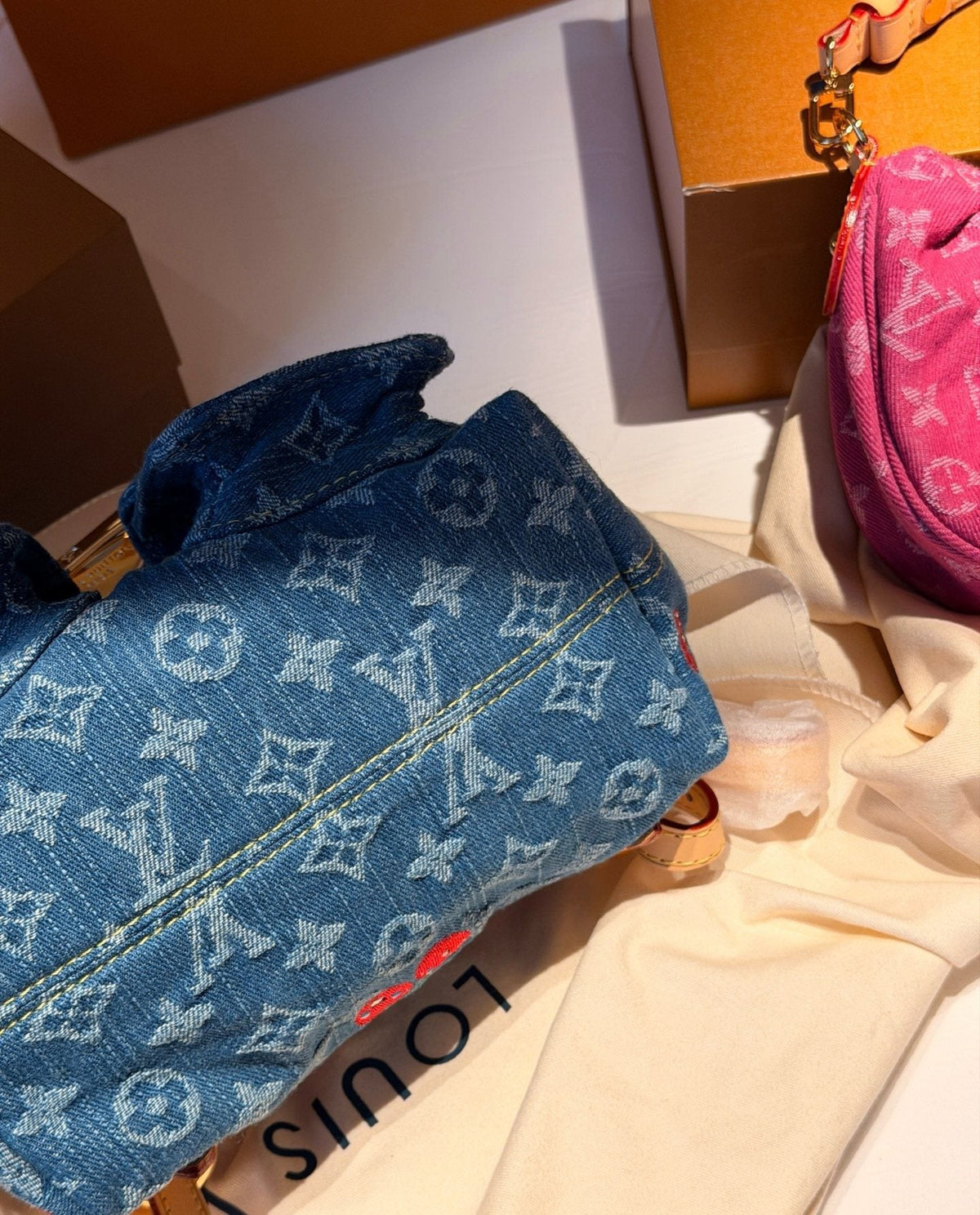 Louis Vuitton Cherry Monogram Denim Backpack — detail