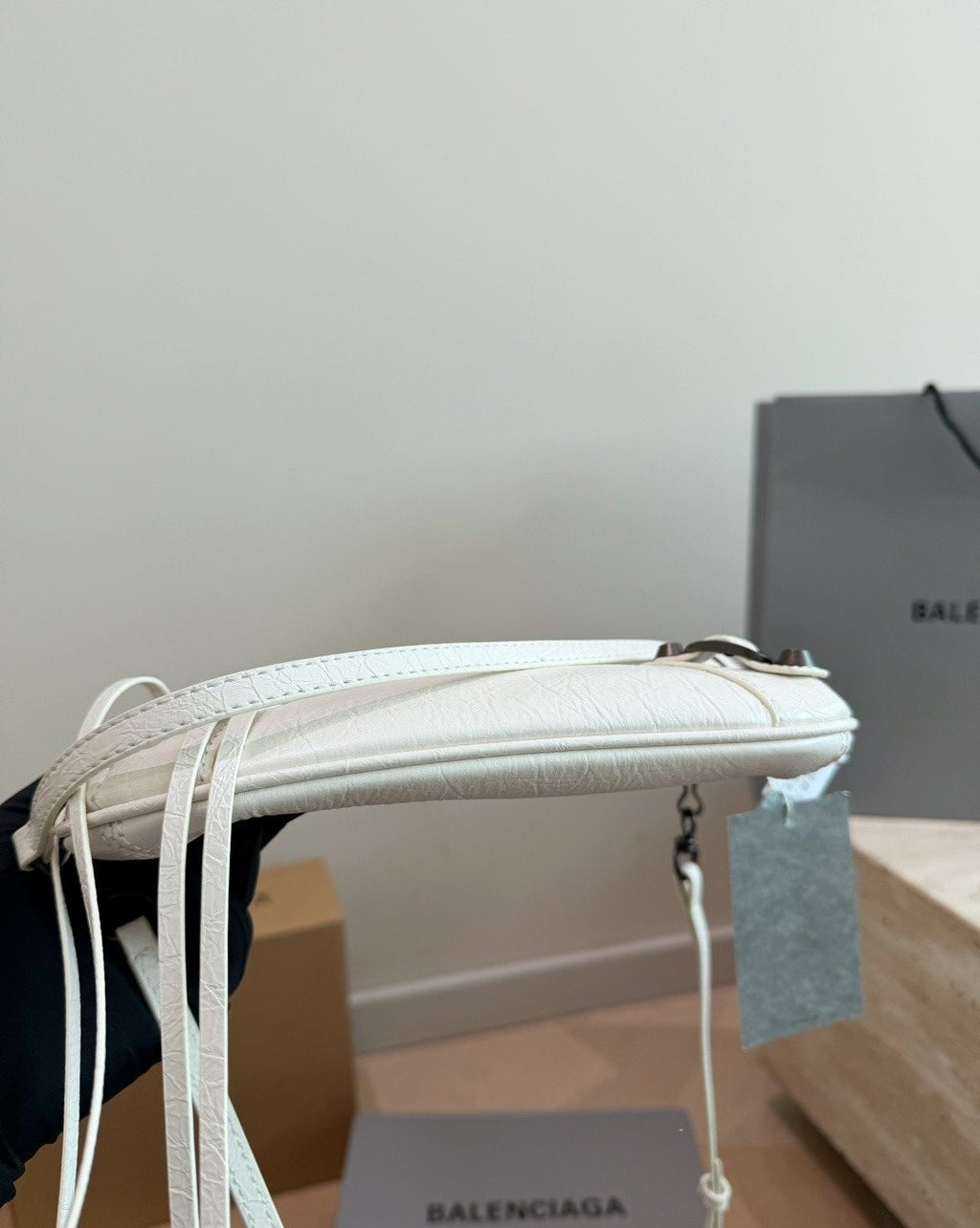 Balenciaga Studded Shoulder Bag with Long Zipper Ties — side